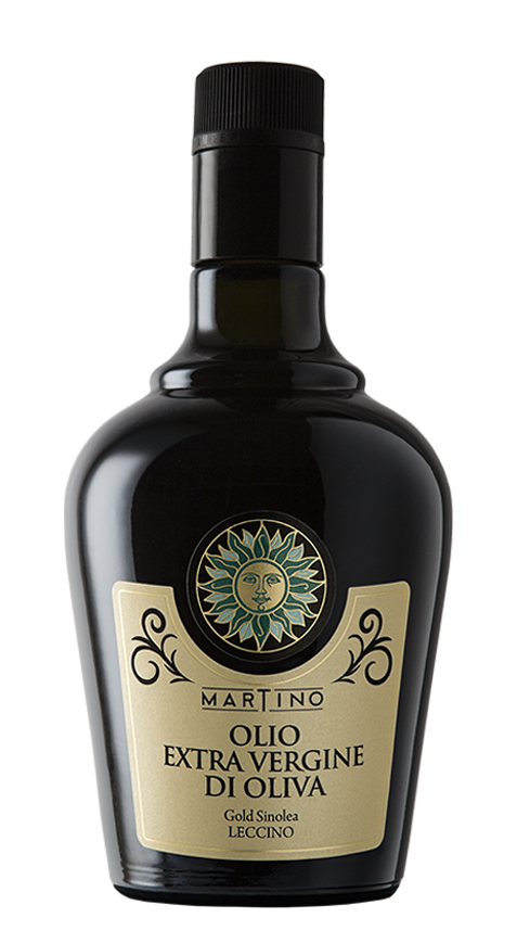 Bottiglia originale di olio extravergine Gold Sinolea Leccino Tenute Martino